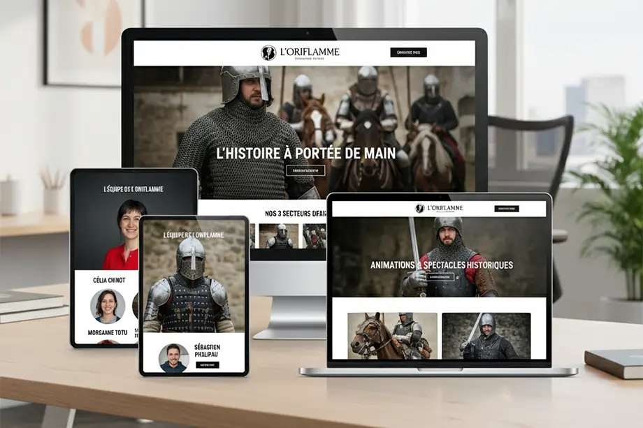 Author website shown on desktop, tablet and phone